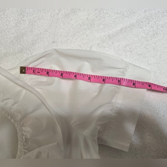 Banana Republic Elegant White Ruffle Blouse Puff Sleeves Size 4P - Picture 12 of 16